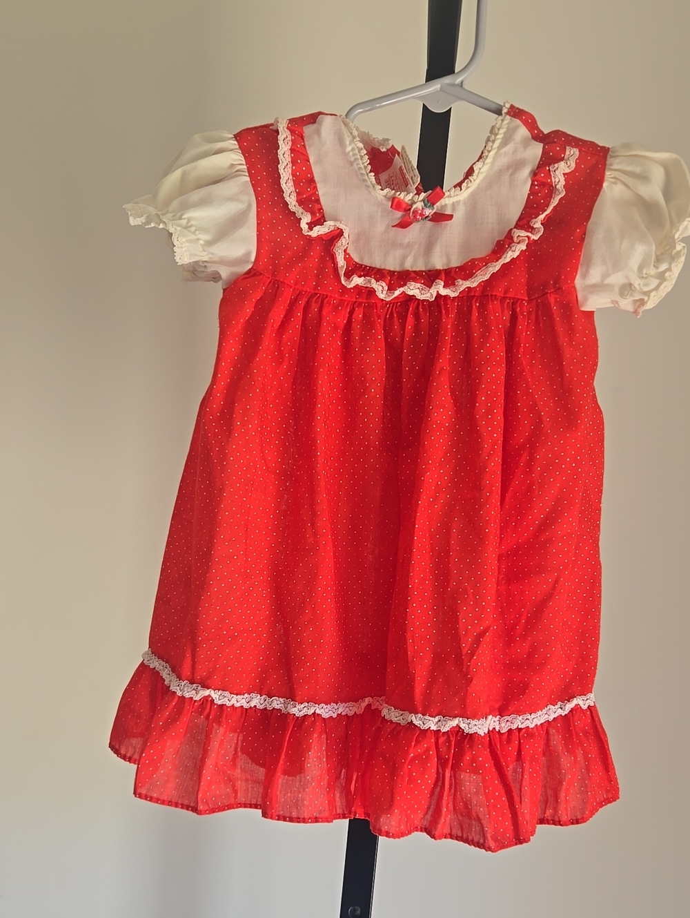 Sears Red and White Infant Dress with Ribbon Accent Size:2T